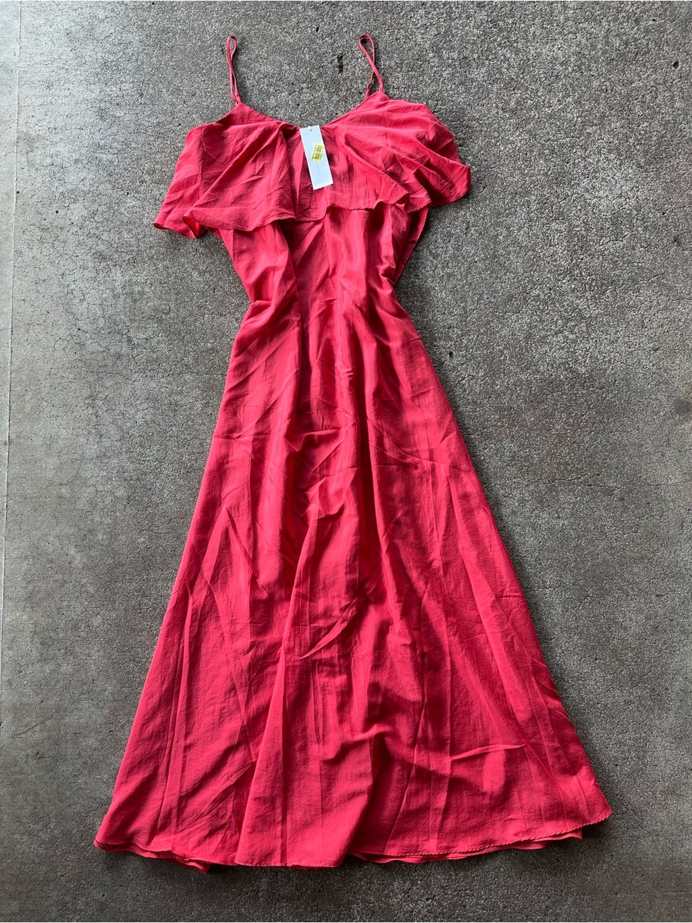 BCBG Generation Red Chiffon A Line Ruffled Dress
